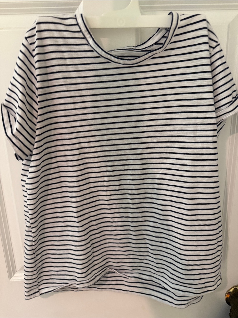 White and Black Striped T Shirt